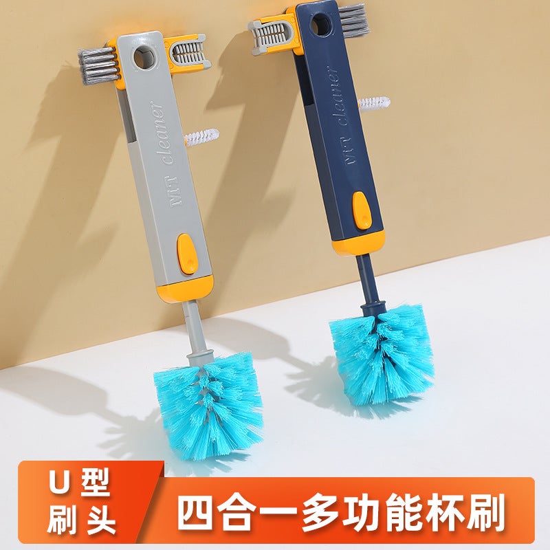 Creative Four-In-One Cup Brush Telescopic Pole Cup Cleaning Brush Long-Handled Gap Brush Bottle Brush Thermos Cup Lid Brush - Image 2