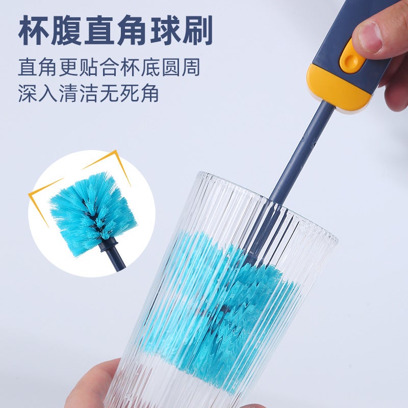 Creative Four-In-One Cup Brush Telescopic Pole Cup Cleaning Brush Long-Handled Gap Brush Bottle Brush Thermos Cup Lid Brush - Image 3