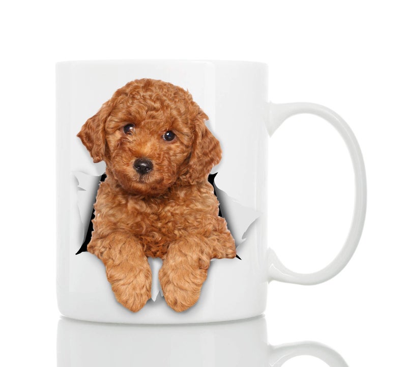 Funny Red Poodle Dog Mug Ceramic Funny Coffee Mug Perfect Dog Lover Gift Cute Novelty Coffee Mug Present Great Birthday or Christmas Surprise for Friend or Coworker Men and Women 11oz