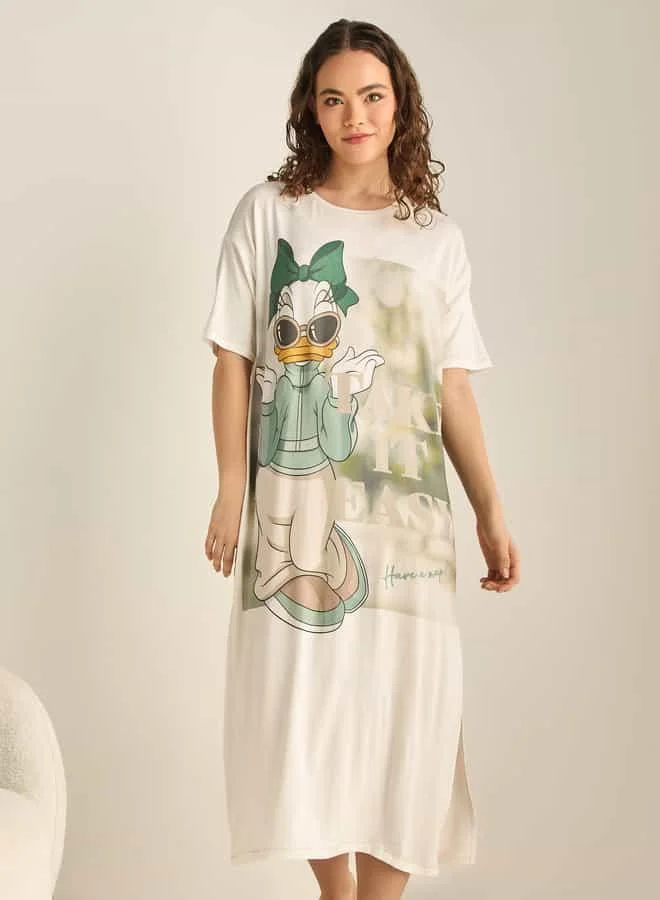 Splash FAV Daisy Duck Print Night Dress with Slit
