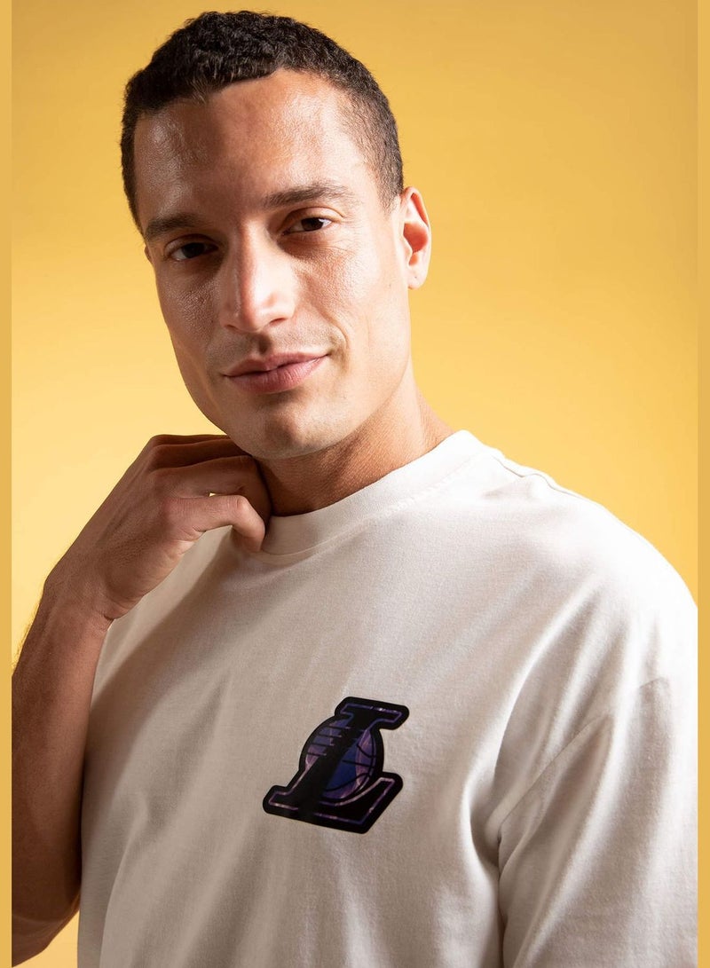 DeFacto Man NBA Los Angeles Lakers Licenced Boxy Fit Knitted T-Shirt  - Image 3