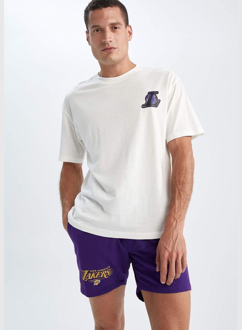 DeFacto Man NBA Los Angeles Lakers Licenced Boxy Fit Knitted T-Shirt  - Image 5