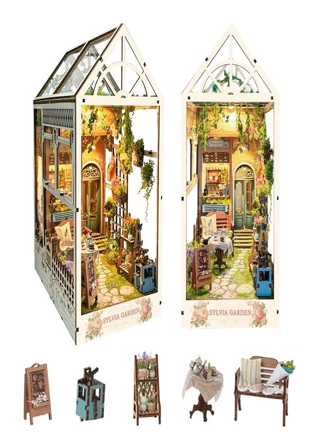 STRUCWOOD LED Garden Book Nook Kit DIY Miniature Dollhouse 3D Puzzle Wooden Bookshelf Room Decoration- Booknook Kits for Adults- Sylvia Garden (SQ-22) - Image 1