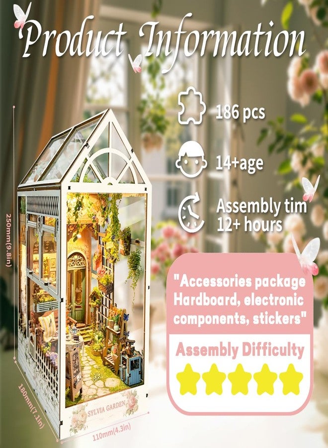 STRUCWOOD LED Garden Book Nook Kit DIY Miniature Dollhouse 3D Puzzle Wooden Bookshelf Room Decoration- Booknook Kits for Adults- Sylvia Garden (SQ-22) - Image 4