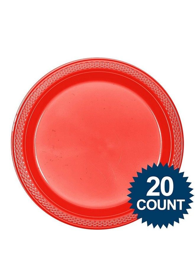 Amscan Apple Red Plastic PartyPlates One Size - Image 4