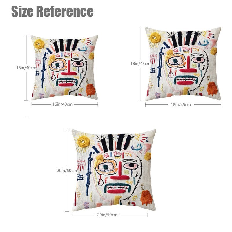 1pc 20 X 20 Inch 2D Flat Artistic Abstract Face Pattern Printed Pillow Creative Choice For Living Room Decor - Image 3