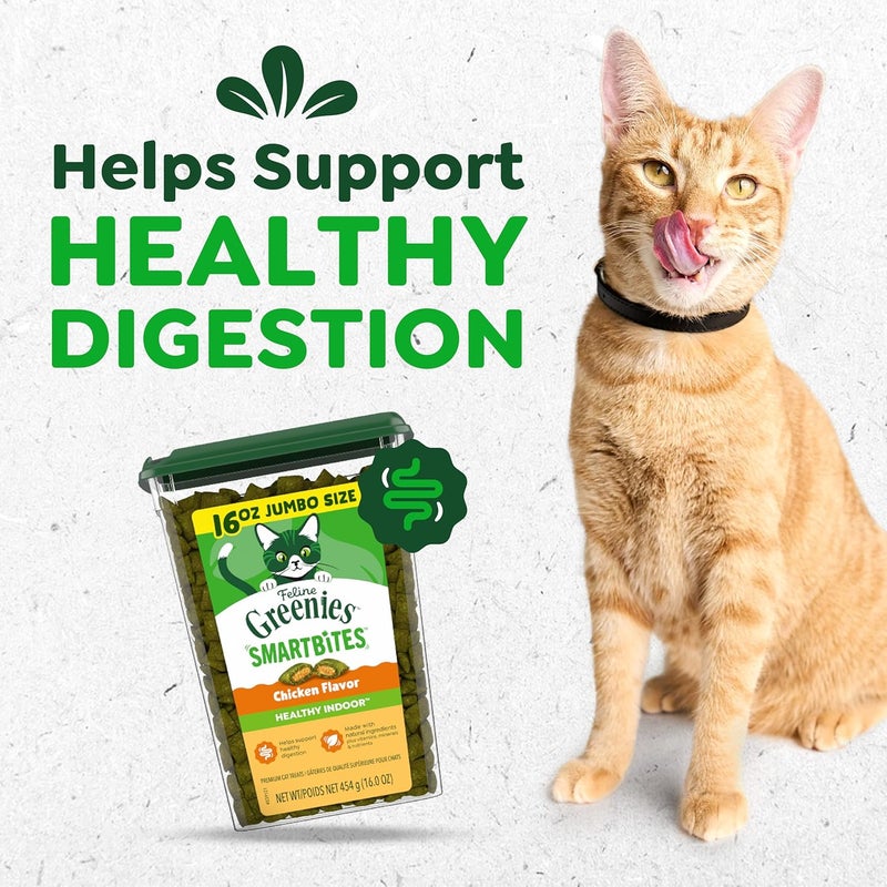 جرينيز Greenies FELINE SMARTBITES – مكافآت طبيعية صحية للقطط، نكهة دجاج، عبوة سعة 16 أونصة - Image 2