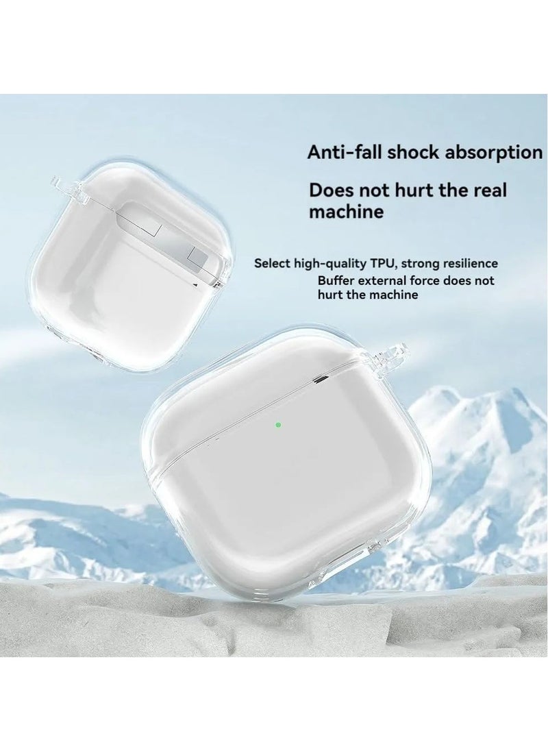 Generic - Clear Slim-Fit Shockproof Full Case Cover Compatible with AirPods 4 2024, Anti-Fall, Anti-Yellowing, Support Wireless Charging, Full Protection Soft Cover With Keychain (Clear) - Image 1