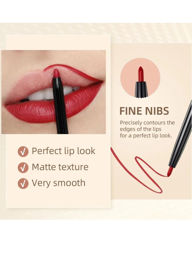 QiBest مجموعة من 12 قلم تحديد الشفاه، 12 لونًا، قلم تحديد الشفاه، قلم تحديد الشفاه، أحمر شفاه غير لامع مقاوم للماء يدوم طويلاً، مكياج تحديد الشفاه، مجموعة تحديد الشفاه، قلم تحديد الشفاه بالألوان الكاملة، قلم تحديد الشفاه بضربة واحدة - Image 4