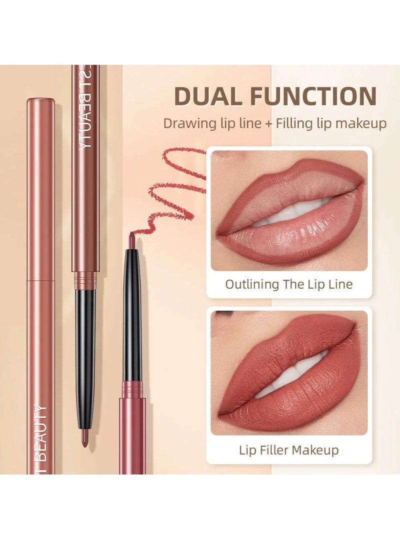 QiBest مجموعة من 12 قلم تحديد الشفاه، 12 لونًا، قلم تحديد الشفاه، قلم تحديد الشفاه، أحمر شفاه غير لامع مقاوم للماء يدوم طويلاً، مكياج تحديد الشفاه، مجموعة تحديد الشفاه، قلم تحديد الشفاه بالألوان الكاملة، قلم تحديد الشفاه بضربة واحدة - Image 5