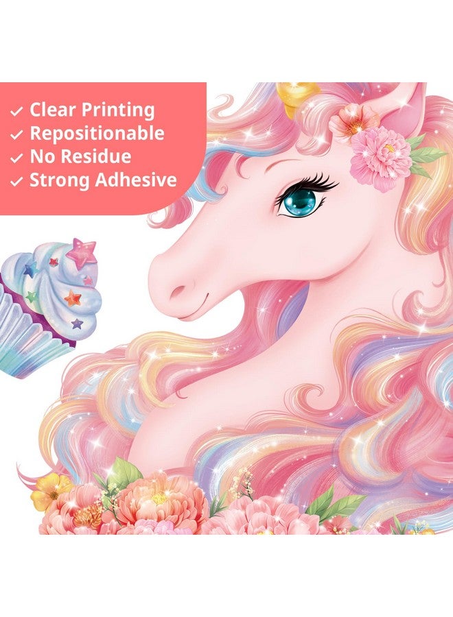 DECOWALL SG2-2412 Two Large Unicorns Wall Stickers Rainbow Kids Colorful Decals Removable for Girls Nursery Bedroom Living Room Art Home Decor Decoration Peel Stick Birthday Crown Star Heart - Image 4