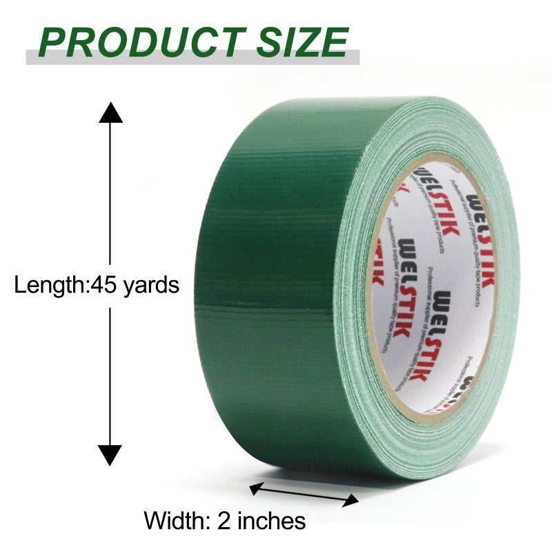 WELSTIK Professional Grade Heavy Duty Duct Tape, Waterproof Duct Cloth Fabric, Colored Gaffer Tape for Repairs, DIY, Crafts, Indoor Outdoor Use, 50mm X 41M, 7.5 Mil Thick, Dark Green - Image 2