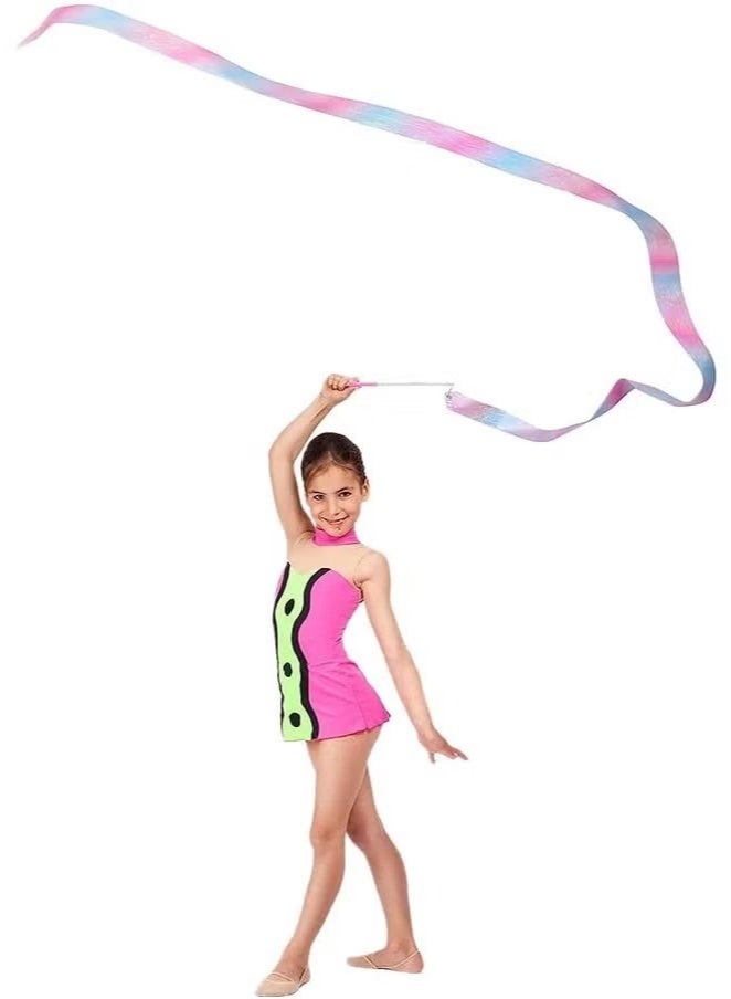 Ailily 2 pcs Sparkling Dance Ribbon Baton, Rhythmic Gymnastics Long Ribbons Twirling Rod, Gymnastics Party Gift for Kids (Pink) - Image 3