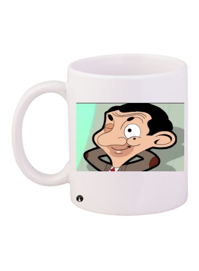 RYN Mr. Bean Printed Coffee Mug White/Beige/Brown 11ounce