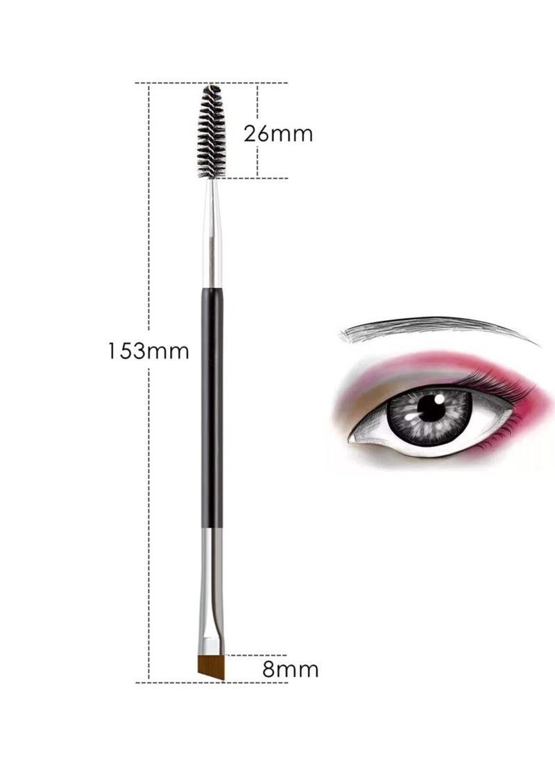 Eyebrow Brush, Professional Dual Angled Eye Brow Brush and Spoolie Brush Eyelash Comb Eyebrow Tool (Black)
