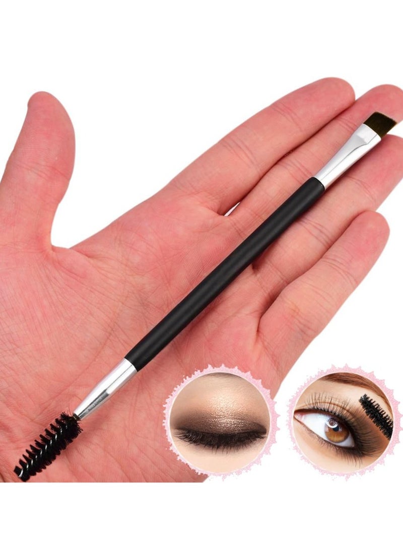Eyebrow Brush, Professional Dual Angled Eye Brow Brush and Spoolie Brush Eyelash Comb Eyebrow Tool (Black)