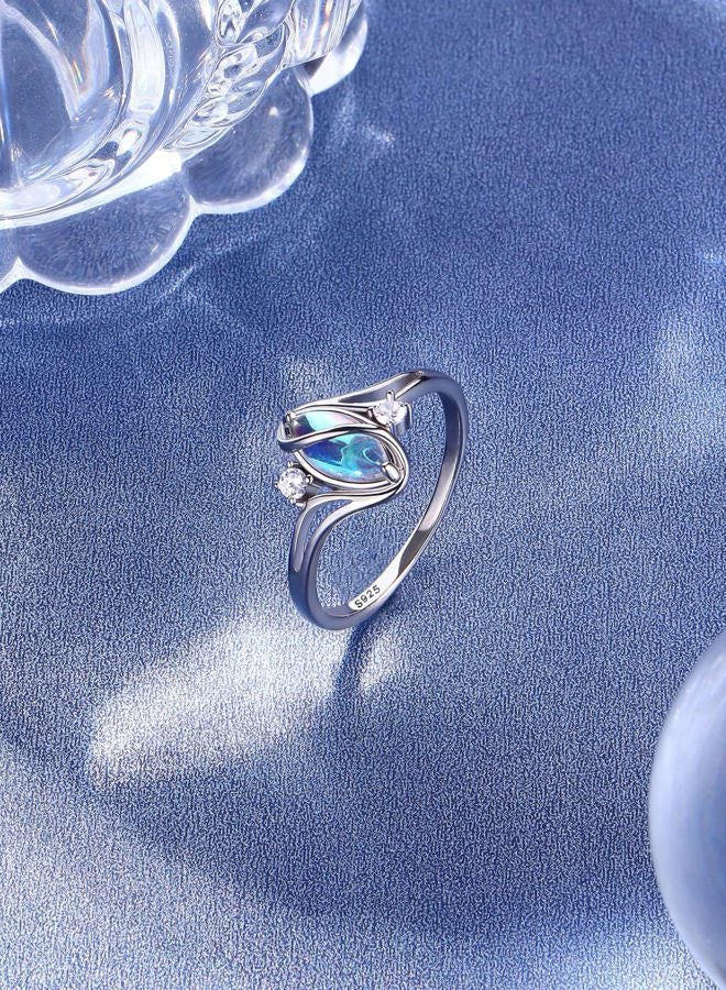 ADRAMATA 925 Sterling Silver Rings for Women Moonstone Ring Rainbow Cubic Zirconia Accents Ring Solitaire Gemstone Statement Rings 18K Gold Plated Silver Rings, 5, Sterling Silver, Cubic Zirconia - Image 5