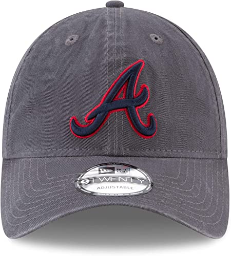 New Era MLB Core Classic 9TWENTY Graphite Charcoal Color Adjustable Hat Cap One Size Fits All - Atlanta Braves Charcoal Graphite - Image 2