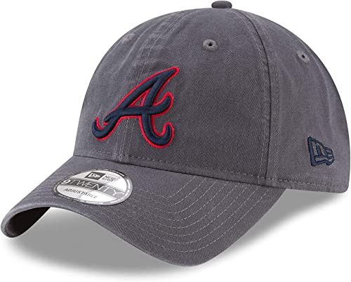 New Era MLB Core Classic 9TWENTY Graphite Charcoal Color Adjustable Hat Cap One Size Fits All - Atlanta Braves Charcoal Graphite - Image 5