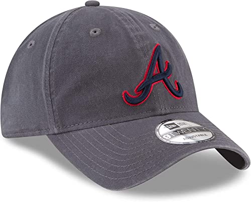 New Era MLB Core Classic 9TWENTY Graphite Charcoal Color Adjustable Hat Cap One Size Fits All - Atlanta Braves Charcoal Graphite - Image 3