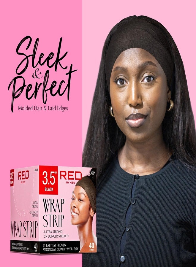 Red by Kiss Hair Wrapping Strip, Ultra Strong 2X Longer Stretch, 40 Strips, Suitable for Wet/Dry Hair, White, Styling Paper for Sleek Hairstyles (3.5", Black, 2 PACK) - Image 5
