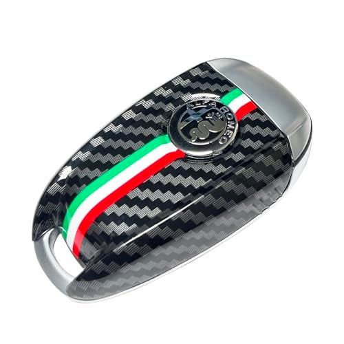 JUNMEI ABS Carbon Fiber Style 3D Color Black Logo Car Smart Remote Key Fob Cover Case Replace for Alfa Romeo Giulia Stelvio Tonale (Black Logo, Black B) - Image 5
