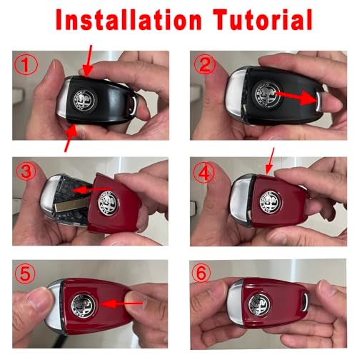 JUNMEI ABS Carbon Fiber Style 3D Color Black Logo Car Smart Remote Key Fob Cover Case Replace for Alfa Romeo Giulia Stelvio Tonale (Black Logo, Black B) - Image 3