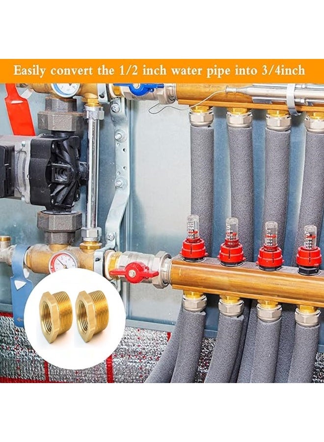 Royal Apex Pack Of 2 Brass Reducer Bsp Male Thread To Bsp Female Thread Reducing Bush Hex Reducer Bushing Hose Pipe Fitting Connector Adapter (1''X3/4'') - Image 3