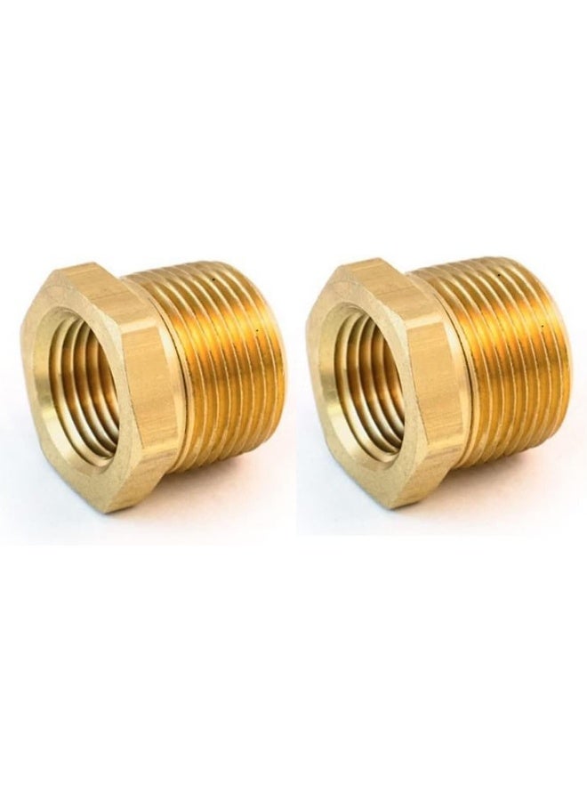 Royal Apex Pack Of 2 Brass Reducer Bsp Male Thread To Bsp Female Thread Reducing Bush Hex Reducer Bushing Hose Pipe Fitting Connector Adapter (1''X3/4'') - Image 1