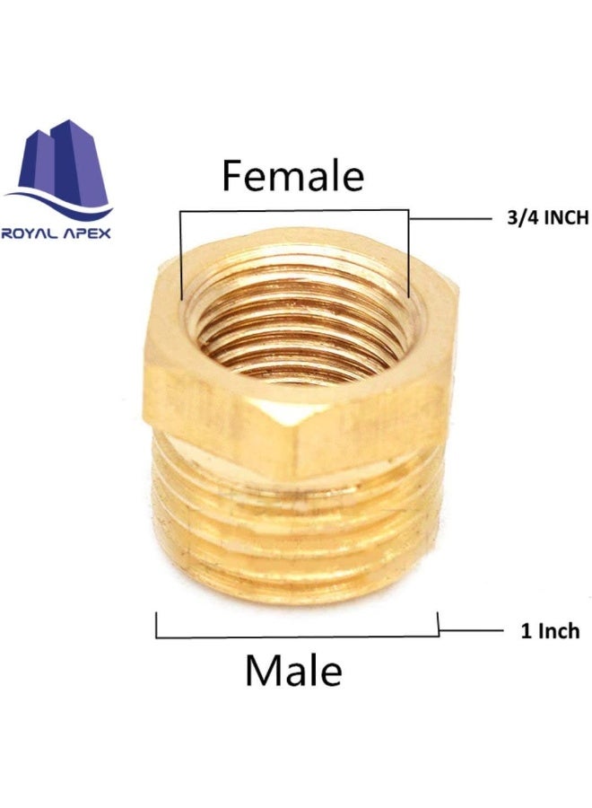 Royal Apex Pack Of 2 Brass Reducer Bsp Male Thread To Bsp Female Thread Reducing Bush Hex Reducer Bushing Hose Pipe Fitting Connector Adapter (1''X3/4'') - Image 2