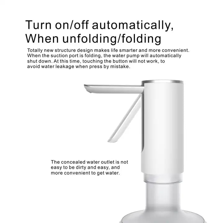 SmartBear Rechargable Automatic Water Pump Dispenser with Digital Display in Milliliters Automatic Water Bottle Pump with Fold Down Pump Dispenser Spout Universal Water Bottle Type C Longest battery - Image 4
