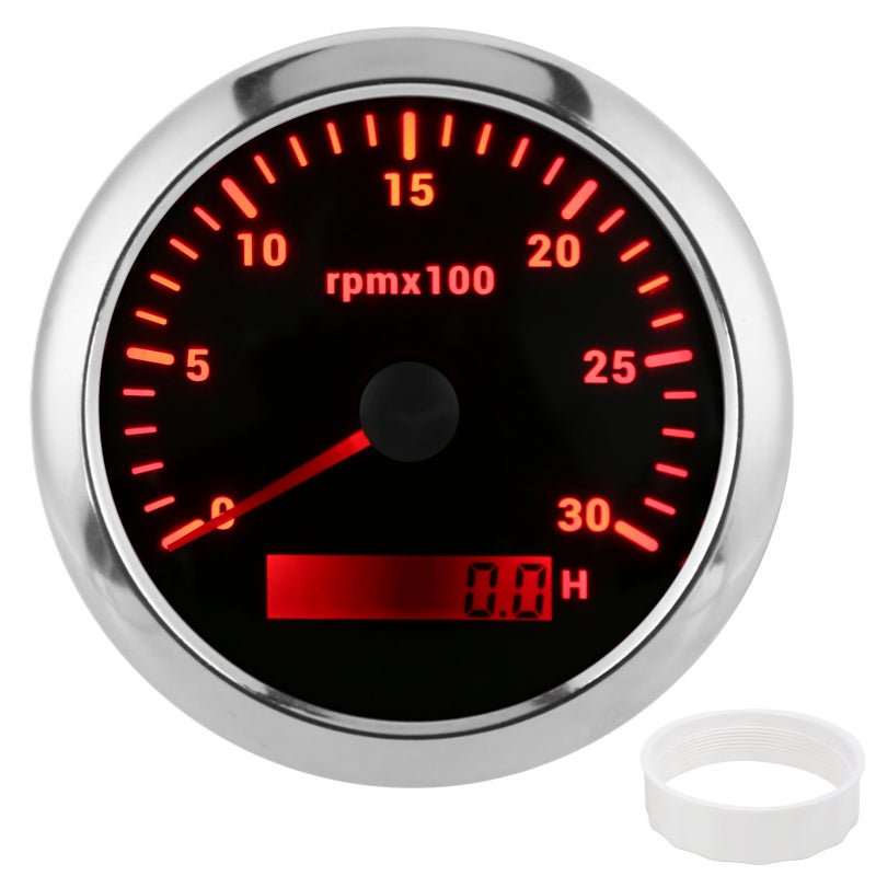 مقياس سرعة الدوران بمؤشر 9-32 فولت IP67 مقاوم للعوامل الجوية - مقياس دورة في الدقيقة عالي الدقة لمحركات القوارب ومجموعات المولدات - Image 1