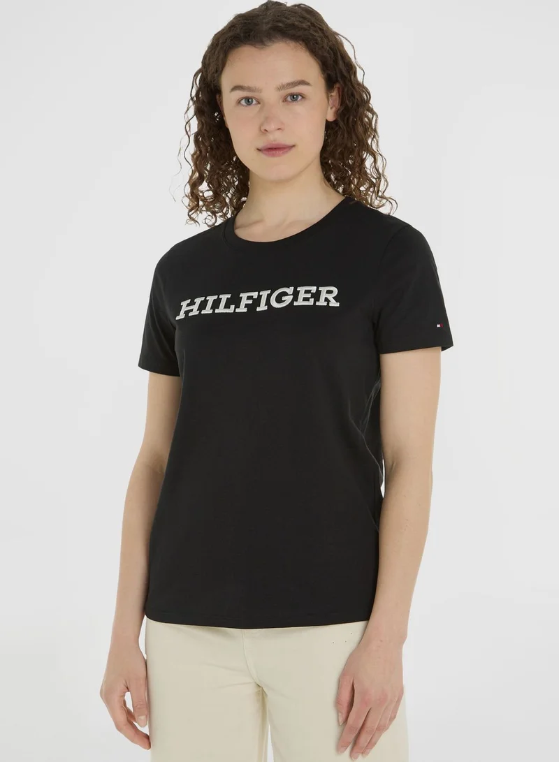 TOMMY HILFIGER Crew Neck Embroidered Logo T-Shirt
