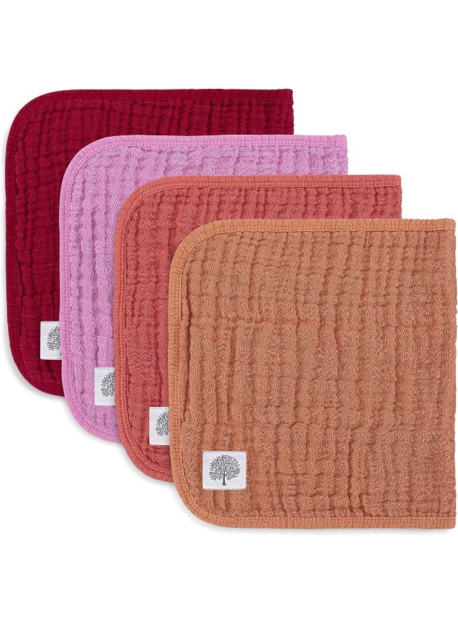 Parker Baby Co. Parker Baby Co. Muslin Cotton Burp Cloths - 4 Pack Large Cotton Burping Clothes for Boys, Girls, Unisex (Rose)  - Image 1