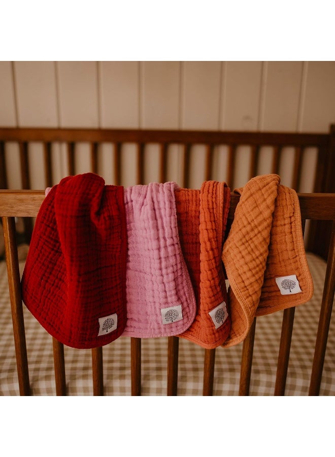 Parker Baby Co. Parker Baby Co. Muslin Cotton Burp Cloths - 4 Pack Large Cotton Burping Clothes for Boys, Girls, Unisex (Rose)  - Image 4