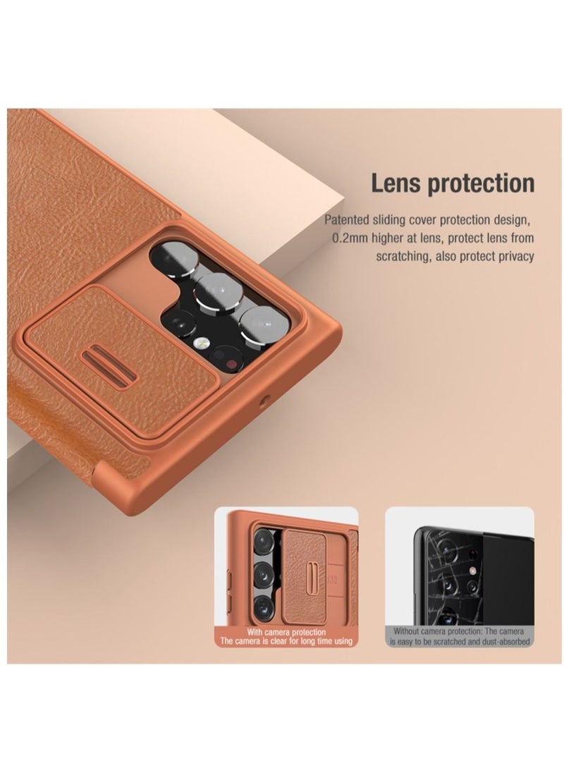 Nillkin Flip Case For Samsung Galaxy S23 Ultra Nillkin Leather Flip Cover Slide Camera Case  - Image 4