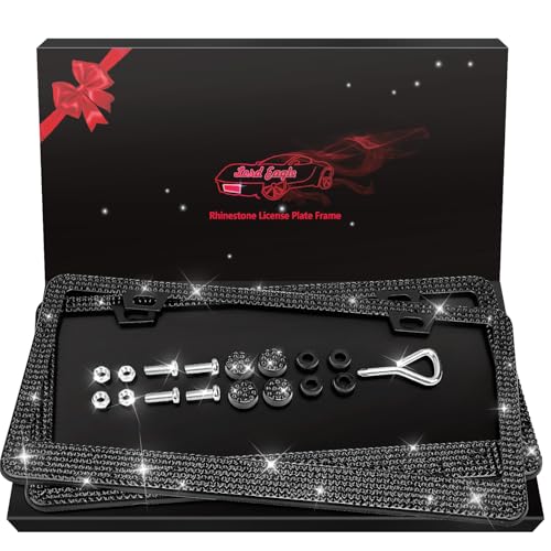 Lord Eagle 2 Pack Luxury Bling License Plate Frames HandSet 1200 Sparkly Crystals RustProof Stainless Steel Car Accessories for Women Universal Fit Front and Rear Set - Image 1