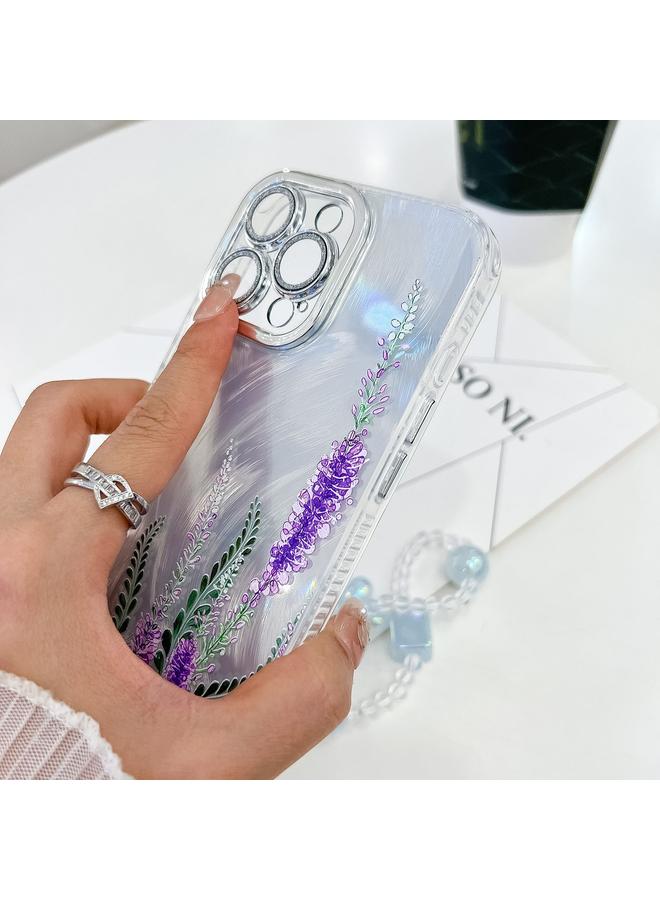 S-TOP Case For iPhone 16 Pro Max Electroplating Flowers Plants Texture Wristband TPU Phone Case - Image 5
