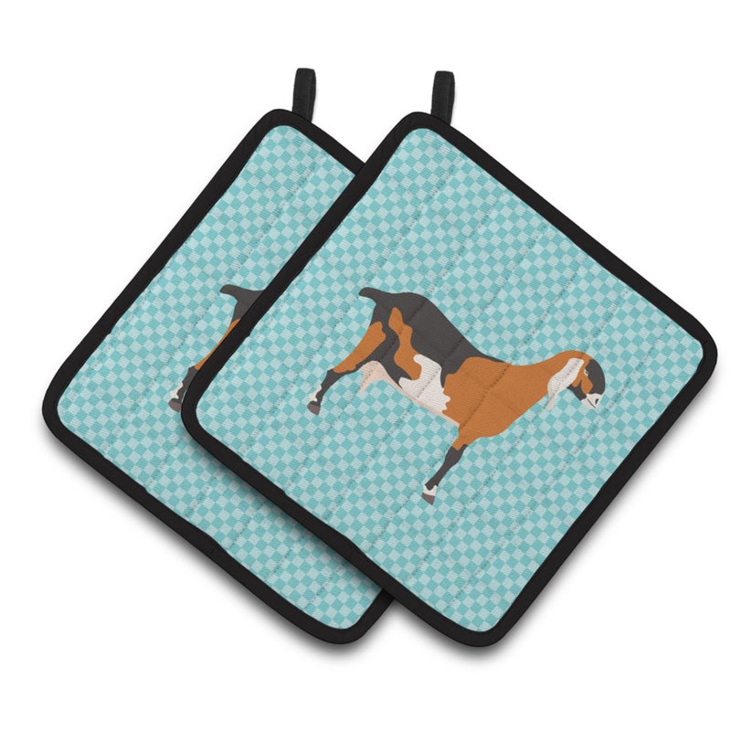 Caroline's Treasures ""Caroline's Treasures Anglo Nubian Goat Blue Check Decorated Pot Holder  7.5"""" x 7.5"""""" 