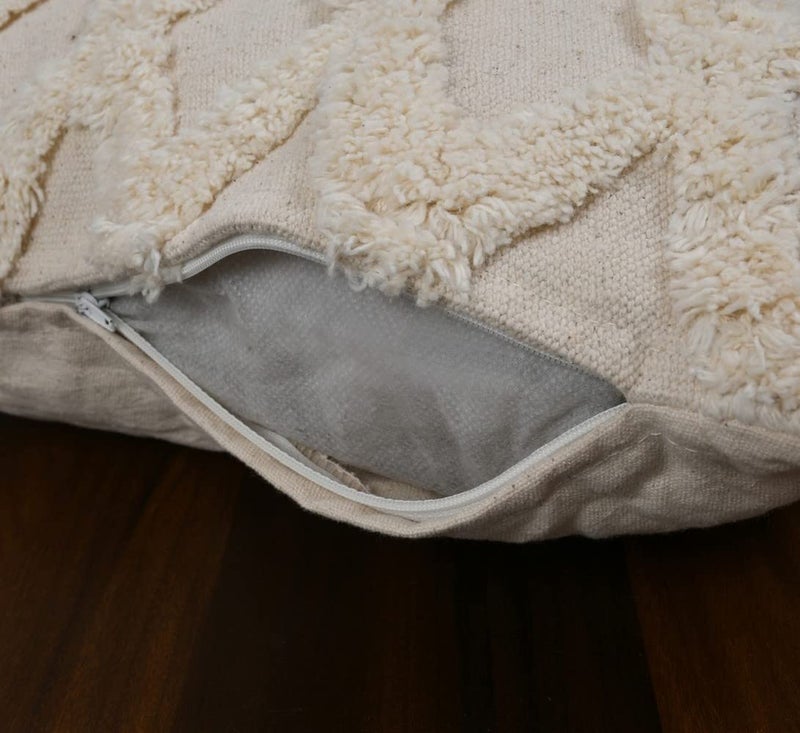 pepme pepme Cotton Canvas Tufted Cushion Cover Zigzag 24x24 Inches Pack of 1  - Image 4