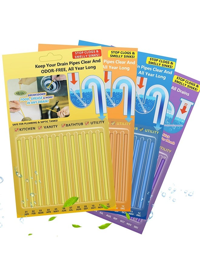 GNAFOTU Drain Cleaner Sticks, 48 Strips Disposal Cleaner & Deodorizer,Eliminate Unpleasant Odors, Prevent Clogged Drains Safe for Sinks, Bathtub Drains, Septic Tanks - Image 1