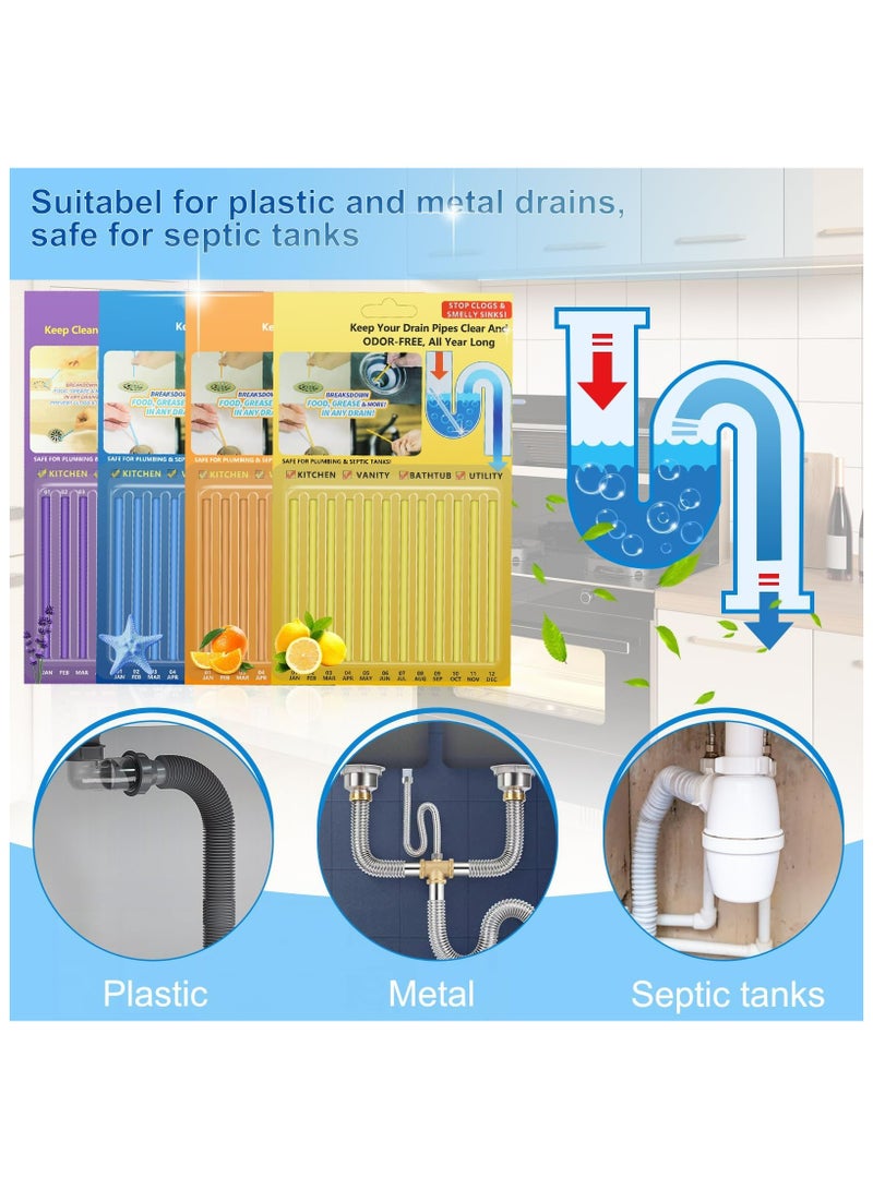 GNAFOTU Drain Cleaner Sticks, 48 Strips Disposal Cleaner & Deodorizer,Eliminate Unpleasant Odors, Prevent Clogged Drains Safe for Sinks, Bathtub Drains, Septic Tanks - Image 2