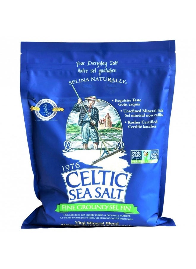 Fine Ground Classic Celtic Sea Salt (1) 5 Pound Bag of Nutritious, , Great for Cooking, Baking, Pickling, Finishing and More, Pantry-Friendly, Gluten-Free, Kosher and Paleo-Friendly