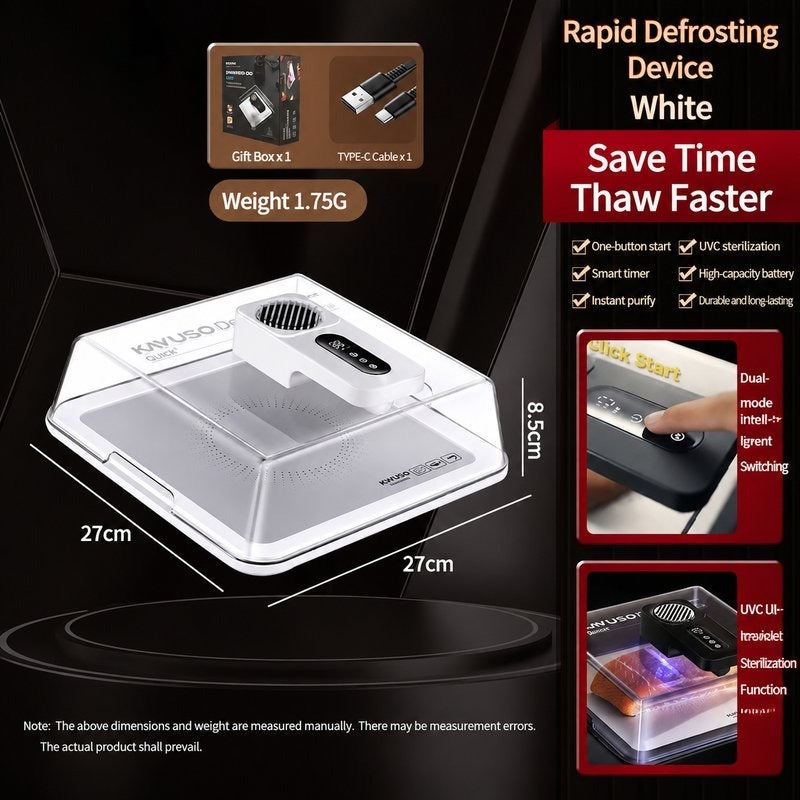 KAYUSO Thermostatic Fast Thawing Defrosting Meat Steak Thawing Heat Conductive Plate Rapid Thawing Tray Food Defroster for Home Use [Luxury Matte White] intelligent thawing machine, rapid food defroster, constant temperature defrost tray, kitchen thaw equipment, luxury white household meat seafood thaw tool - Image 1