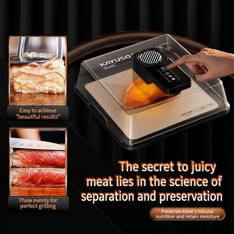 KAYUSO Thermostatic Fast Thawing Defrosting Meat Steak Thawing Heat Conductive Plate Rapid Thawing Tray Food Defroster for Home Use [Luxury Matte White] intelligent thawing machine, rapid food defroster, constant temperature defrost tray, kitchen thaw equipment, luxury white household meat seafood thaw tool - Image 3