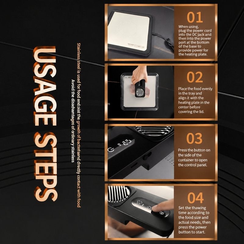 KAYUSO Thermostatic Fast Thawing Defrosting Meat Steak Thawing Heat Conductive Plate Rapid Thawing Tray Food Defroster for Home Use [Luxury Matte White] intelligent thawing machine, rapid food defroster, constant temperature defrost tray, kitchen thaw equipment, luxury white household meat seafood thaw tool - Image 5