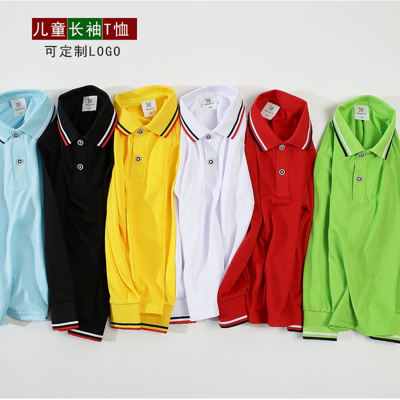 New Mercerized Siro Spinning Children'S Long-Sleeved T-Shirt Printed Logo Primary School Student Activity Clothes Performance Long-Sleeved Cultural Shirt - Image 5