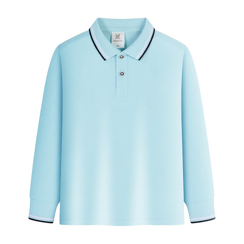 New Mercerized Siro Spinning Children'S Long-Sleeved T-Shirt Printed Logo Primary School Student Activity Clothes Performance Long-Sleeved Cultural Shirt - Image 1