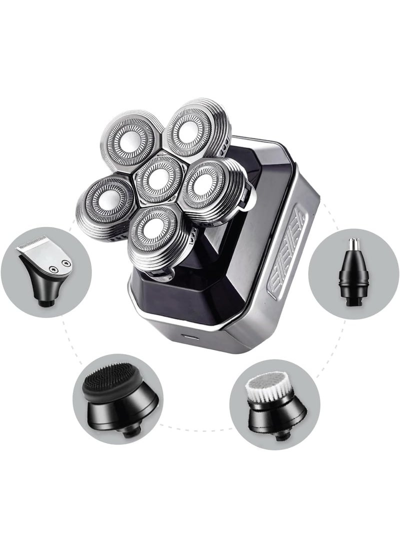 Apollo - Apollo 6D Head Shaver for Men Electric Razor Cordless Rechargeable IPX7 Waterproof Dry  Wet Bald Head Rotary Shaver for Bald Man Trimmer Shaver Razor Clipper Brush Scrubber Complete Grooming Kit - Image 1