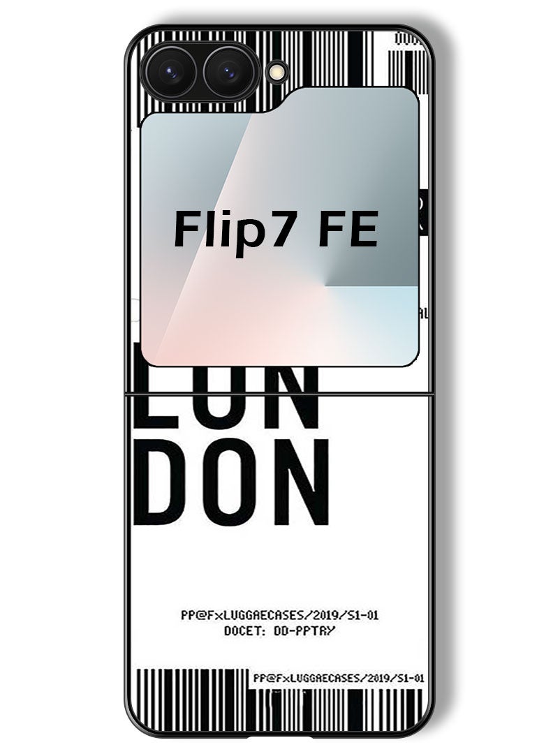 Theodor Case Compatible with Samsung Galaxy Z Flip 7 FE 6.7 Inch Protection Shockproof Bumper Cover London boarding pass - Image 1